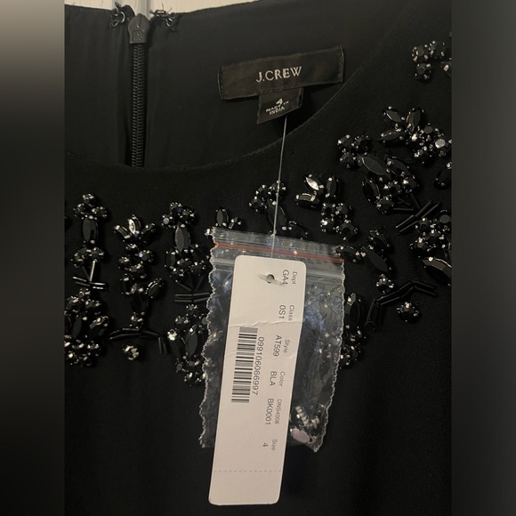 NWT J. Crew Embellished Black Shift Dress Sz 4 - Picture 5 of 11